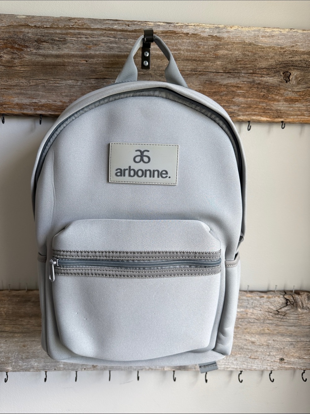 Arbonne Light Gray Mini Backpack with Front Pocket